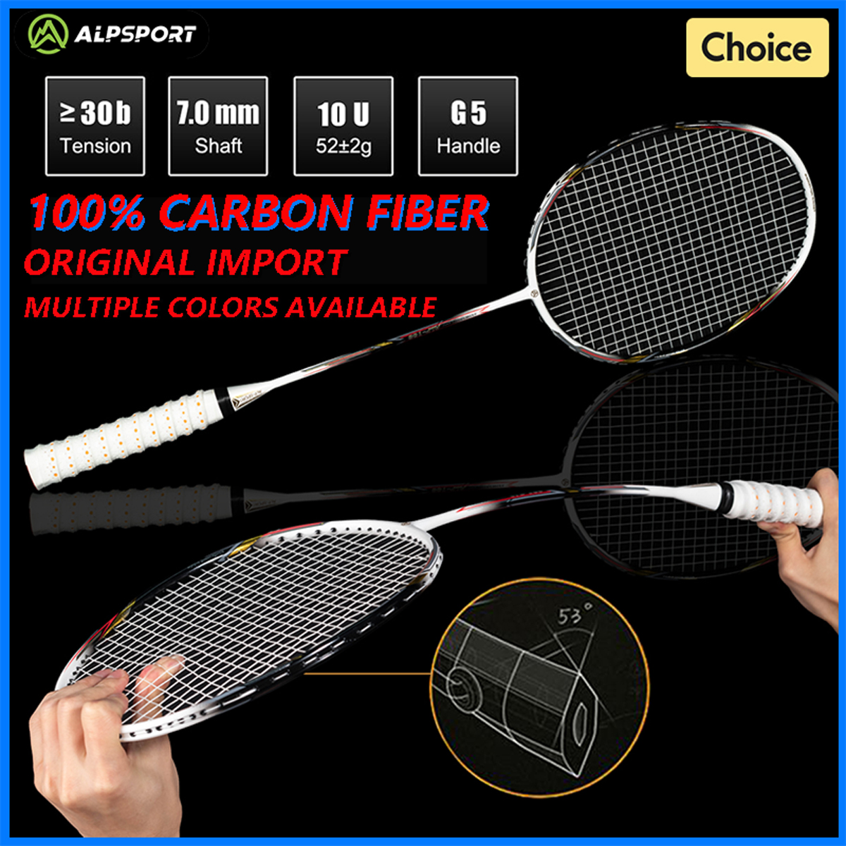 Badminton Raket - ALPSPORT AIR 10U Ultralight 52g T800