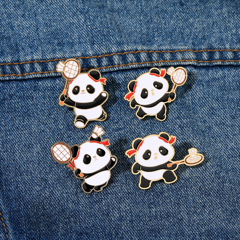 4Pcs/Set Funny Panda Play Badm - Badminton Icon recension och pris