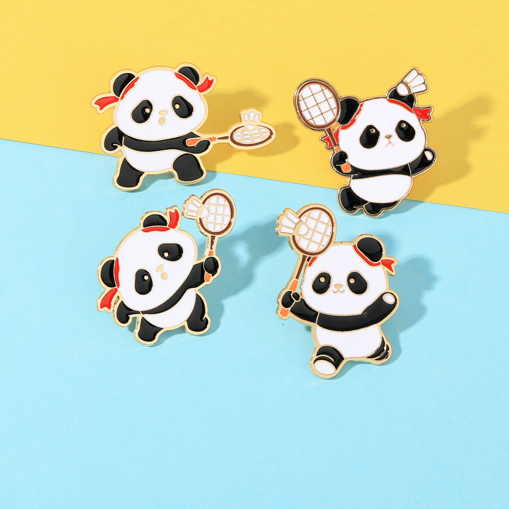 4Pcs/Set Funny Panda Play Badm - Badminton Icon recension och pris
