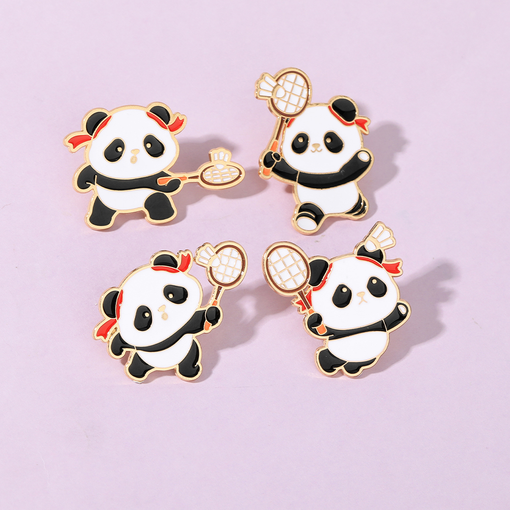 4Pcs/Set Funny Panda Play Badm - Badminton Icon recension och pris