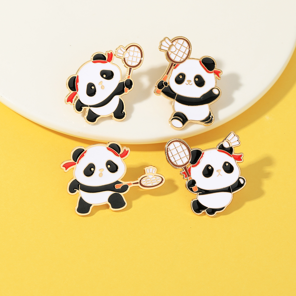 4Pcs/Set Funny Panda Play Badm - Badminton Icon recension och pris